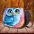 Cute blue owl with big eyes cartoon style saddle bag