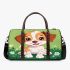 Cute brown and white puppy is sitting on the grass 3d travel bag