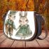 Cute bunny couple holding hands saddle bag
