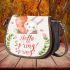 Cute bunny sitting on top of an carrot hello spring saddle bag