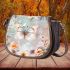 Cute butterfly surrounded by pastel flowers saddle bag