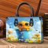 Cute cartoon baby bee sitting in a blue bucket small handbag