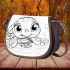 Cute cartoon baby turtle with big eyes coloring saddle bag
