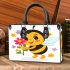 Cute cartoon bee holding flowers small handbag