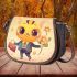 Cute cartoon bee holding flowers and a honeycomb 3d saddle bag