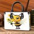 Cute cartoon bee holding flowers small handbag