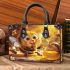 Cute cartoon bee is happily eating honey small handbag