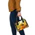 Cute cartoon bee is happily eating honey shoulder handbag