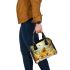 Cute cartoon bee is happily making honey shoulder handbag