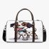 Cute cartoon brown and white puppy with black spots 3d travel bag