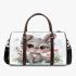 Cute cartoon bunny with big eyes and flowers 3d travel bag