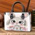 Cute cartoon bunny with big eyes and flowers small handbag