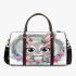 Cute cartoon bunny with big eyes and flowers 3d travel bag