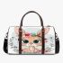 Cute cartoon bunny with big eyes and flowers 3d travel bag