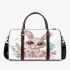 Cute cartoon bunny with big eyes sitting on the flowers 3d travel bag