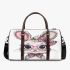 Cute cartoon bunny with pink heart shaped glasses 3d travel bag