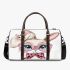 Cute cartoon bunny with pink heart shaped glasses 3d travel bag