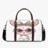 Cute cartoon bunny with pink heart shaped glasses 3d travel bag