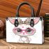 Cute cartoon bunny with pink heart shaped glasses small handbag