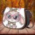 Cute cartoon bunny with pink heart shaped glasses saddle bag