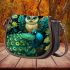 Cute cartoon fairy owl with big blue eyes saddle bag