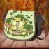 Cute cartoon frog eating ramen saddle bag