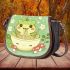 Cute cartoon frog eating ramen saddle bag