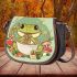 Cute cartoon frog eating ramen saddle bag