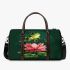 Cute cartoon frog jumping on top of a pink lotus flower 3d travel bag