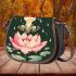 Cute cartoon frog jumping on top of a pink lotus flower saddle bag