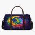 Cute cartoon frog on the moon psychedelic rainbow colors 3d travel bag