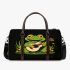 Cute cartoon frog playing guitar in a simple flat style design 3d travel bag