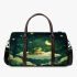 Cute cartoon frog sitting on a cloud in a starry sky 3d travel bag