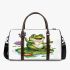 Cute cartoon frog sitting on a lily pad 3d travel bag