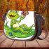 Cute cartoon frog sitting on a lily pad saddle bag