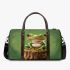 Cute cartoon frog sitting on a tree stump 3d travel bag