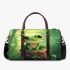 Cute cartoon frog sitting on a tree stump with big eyes 3d travel bag