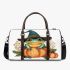 Cute cartoon frog wearing a witch's hat sitting on a pumpkin 3d travel bag