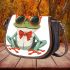 Cute cartoon frog wearing sunglasses and red bow tie saddle bag