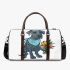 Cute cartoon great dane in a blue bandana holding flowers 3d travel bag