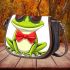 Cute cartoon green frog with red bow tie and sunglasses saddle bag