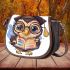 Cute cartoon owl wearing glasses and graduation hat saddle bag