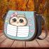 Cute cartoon owl with a pink bow on its head saddle bag