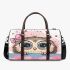 Cute cartoon owl with a pink bow on its head 3d travel bag