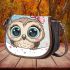 Cute cartoon owl with pink bow on head saddle bag