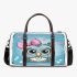 Cute cartoon owl with pink bow on head 3d travel bag