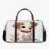 Cute cartoon puppy sitting with red collar 3d travel bag