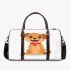 Cute cartoon puppy sitting with red collar 3d travel bag