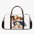 Cute cartoon puppy with a blue backpack 3d travel bag