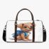 Cute cartoon puppy with a blue backpack 3d travel bag